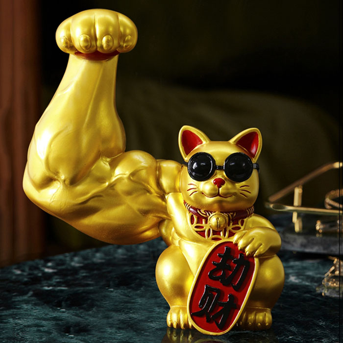 Mèo thần tài vàng tay cơ bắp Đại Chiêu Tài